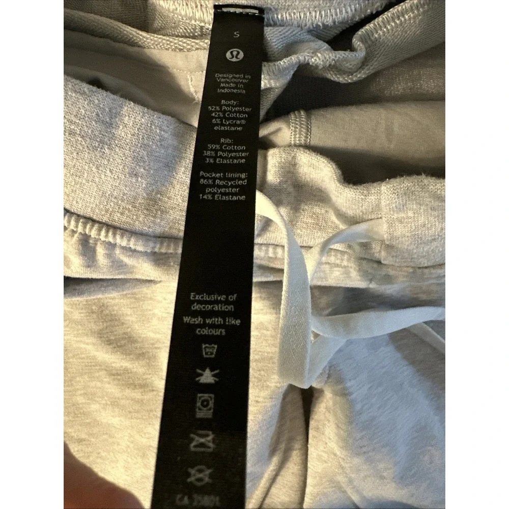 Lululemon City Sweat Pant Slim Stretch French Terry Slim Tapered Fit Size S Gray